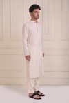 Shwetanga_Ivory Organic Cotton Embroidered Mirror Kurta And Pant Set _Online_at_Aza_Fashions