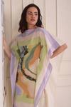 Buy_Shwetanga_Ivory Cotton Embroidery Boat Neck Organic Printed Scarf Dress _Online_at_Aza_Fashions