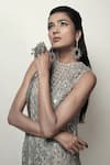 Buy_Rohit Gandhi + Rahul Khanna_Silver Rayon Sequins Halter Neck Abyss Embellished Slip Top _Online_at_Aza_Fashions