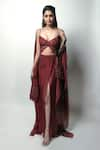 Rohit Gandhi + Rahul Khanna_Red Silk Flat Chiffon Spire Draped Skirt _at_Aza_Fashions