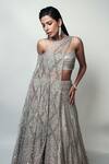 Buy_Rohit Gandhi + Rahul Khanna_Purple Tulle Crystals, Sequins Clerest Embellished Blouse _Online_at_Aza_Fashions