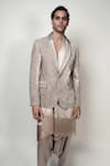 Rohit Gandhi + Rahul Khanna_Beige Silk Velvet Embroidery Beads Basilica Tuxedo _Online_at_Aza_Fashions