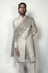 Buy_Rohit Gandhi + Rahul Khanna_Grey Sequin Mihrab Stole _Online_at_Aza_Fashions