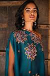 Shikha Mehta Green Silk Chanderi Thread One Shoulder Kaftan And Pant Set Online at Aza Fashions Shikha Mehta_Green Silk Chanderi Thread One Shoulder Kaftan And Pant Set _Online_at_Aza_Fashions