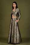 Buy_Soniya G_Black Brocade Silk Woven Floral Print Jacket Lapel Cropped And Flared Pant Set _Online_at_Aza_Fashions