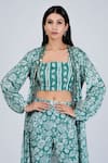 Soniya G_Blue Silk And Embellishment Floral & Sequin Square Cape & Pant Set _Online_at_Aza_Fashions