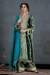 Soniya G_Green Pure Micro Velvet Embroidery Sequin And Thread Round Kurta Palazzo Set _Online_at_Aza_Fashions