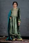 Buy_Soniya G_Green Pure Micro Velvet Embroidery Sequin And Thread Round Kurta Palazzo Set _Online_at_Aza_Fashions