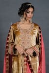 Shop_Soniya G_Gold Pure Micro Velvet Embroidery Thread Scoop Neck Kurta Set For Women_Online_at_Aza_Fashions
