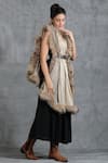 DUSALA_Beige Woven Cashmere Wool Solid Stole _Online_at_Aza_Fashions