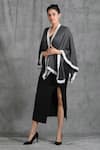 Dusala_Black Handwoven Pashmina Cape Open  _Online_at_Aza_Fashions