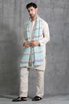 DUSALA_Blue Woven Cashmere Fine Wool Zig Zag Stole _Online_at_Aza_Fashions