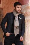 DUSALA_Grey Embroidered Handwoven Cashmere Fine Wool Stone Work Stole_Online_at_Aza_Fashions