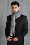 DUSALA_Grey Woven Cashmere Wool Stole _Online_at_Aza_Fashions