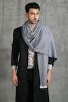 DUSALA_Grey Woven Cashmere Fine Wool Stole_Online_at_Aza_Fashions