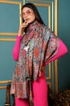 Dusala_Multi Color Handwoven Pashmina Wool Kalamkari Design Shawl_Online_at_Aza_Fashions