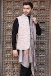 DUSALA_Grey Kalamkari Pashmina Wool Design Handwoven Shawl _Online_at_Aza_Fashions