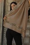 Dusala_Beige Handwoven Stone Work Shawl_Online_at_Aza_Fashions