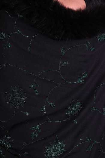 Buy_Dusala_Black Handwoven Floral Design Stone Work Stole _Online_at_Aza_Fashions