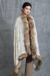 Buy_Dusala_Off White Handwoven Cashmere Fine Wool Lotus Design Swarovski Work Stole _Online_at_Aza_Fashions