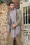 DUSALA_Grey Embroidered Handwoven Cashmere Fine Wool Aari Work Stole _Online_at_Aza_Fashions