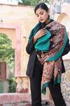 Dusala_Green Handwoven Aari Work Stole _Online_at_Aza_Fashions