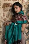 Buy_Dusala_Green Handwoven Aari Work Stole _Online_at_Aza_Fashions
