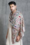 DUSALA_Multi Color Kalamkari Handwoven Pashmina Wool Floral Design Stole_Online_at_Aza_Fashions