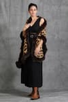 Dusala_Brown Handwoven Cashmere Fine Wool Animal Print Stole _Online_at_Aza_Fashions