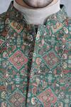 Shop_Dusala_Green Pashmina Thread Paisley Motif Bundi _Online_at_Aza_Fashions