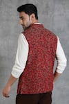 Shop_DUSALA_Red Pashmina Thread Embroidered Floral Bundi _Online_at_Aza_Fashions