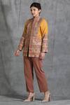 Dusala_Yellow Pashmina Thread Band Collar Royal Palace Jacket _Online_at_Aza_Fashions