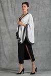 Dusala Shawls_White Pashmina Contrast Border Cape_Online_at_Aza_Fashions