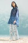Buy_Ikai by Ragini Ahuja_Blue Cotton Silk Chanderi Embroidery Nile Shibori Drop Shoulder Shirt  _Online_at_Aza_Fashions