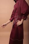 Buy_Veera Wear_Maroon Cotton Round Neck Dandies Solid Dress _Online_at_Aza_Fashions