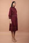 Shop_Veera Wear_Maroon Cotton Round Neck Dandies Solid Dress _Online_at_Aza_Fashions