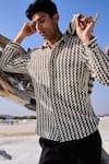 Buy_Dash And Dot_Beige Cotton Chevron Pattern Shirt_Online_at_Aza_Fashions