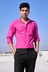 Dash and Dot_Pink 100% Organic Cotton Regular Fit Shirt_at_Aza_Fashions