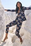 Dash and Dot_Blue Polyester Floral Pattern Jacket And Pant Set_Online_at_Aza_Fashions