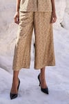 Buy_Dash and Dot_Beige 100% Polyester Lace Band Collar Top And Pant Set _Online_at_Aza_Fashions