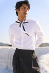 Shop_Dash and Dot_White 100% Organic Cotton Contrast Bow Tie Shirt  _Online_at_Aza_Fashions