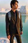Dash and Dot_Black 66% Polyester 32% Viscose 2% Spandex Embroidery Harness Blazer Set  _Online_at_Aza_Fashions