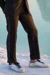 Shop_Dash and Dot_Black 66% Polyester 32% Viscose 2% Spandex Embroidery Harness Blazer Set  _Online_at_Aza_Fashions