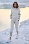 Shop_Dash and Dot_Off White 100% Organic Cotton Mesh Cuffs Hooded Hoodie And Joggers Set  _Online_at_Aza_Fashions