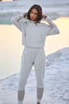 Dash and Dot_Off White 100% Organic Cotton Mesh Cuffs Hooded Hoodie And Joggers Set  _at_Aza_Fashions