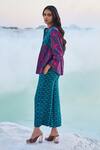 Dash And Dot_Multi Color Cotton, Tencel Embroidery Collared Toub Block Print Top And Pant Set _at_Aza_Fashions