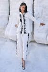 Dash And Dot_Ivory Tencel Embroidery Bandeau Neck Floral Shirt And Pant Set _at_Aza_Fashions