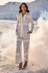 Buy_Dash And Dot_Ivory Tencel Embroidery Collared Shawl Flower Vine Print Shirt And Pant Set _Online_at_Aza_Fashions
