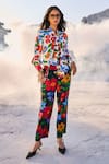 Shop Dash And Dot Multi Color 100% Tencel Flower Bow Tie-up Retro Floral Print Top With Pant Online at Aza Fashions Shop_Dash And Dot_Multi Color 100% Tencel Flower Bow Tie-up Retro Floral Print Top With Pant_Online_at_Aza_Fashions