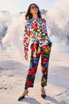 Dash And Dot Multi Color 100% Tencel Flower Bow Tie-up Retro Floral Print Top With Pant at Aza Fashions Dash And Dot_Multi Color 100% Tencel Flower Bow Tie-up Retro Floral Print Top With Pant_at_Aza_Fashions